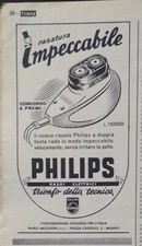       PUBBLICITA' VINTAGE "RASOIO PHILIPS RASATURE IMPECCABILI"   ANNI 50