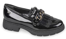 VALLEVERDE V45553 MOCASSINO SLIPON SCARPE DA INFILARE DONNA VERNICE BLACK NERO