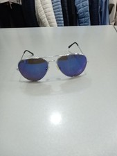 Occhiali Da Sole Argento Lenti Blu A Specchio Av 002 Aviatore 