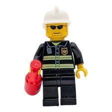 LEGO minifigure pompiere casco bianco estinguente rosso città incendio