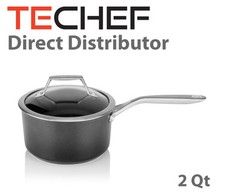 TECHEF - Collezione Onyx, Casseruola 2 quarti con coperchio in vetro - Teflon Platino