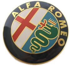 2 FREGI STEMMA ALFA ROMEO ORO LOGO 74mm COFANO ANTERIORE POSTERIORE EMBLEMA Gold
