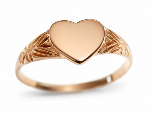 Anello sigillo cuore oro rosa - anello,