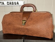 Borsa Da Medico Dottore In Pelle Scamosciata Marrone  Anni 80 Vintage