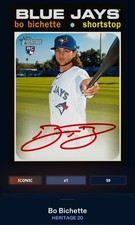 TOPPS BUNT HERITAGE 20 - BO BICHETTE (RC) ICONICA SCHEDA DIGITALE 59cc firma
