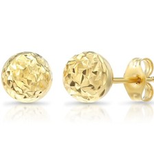Orecchini push-back in vero oro giallo massiccio 14 carati con perno a sfera tondo taglio diamante