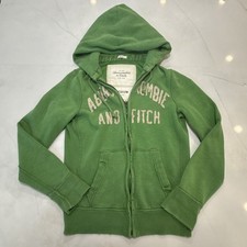 Vintage Abercrombie & Fitch Muscle Hoodie Men’s M Green Zip Up Y2K Distressed