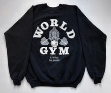 Vintage 80's/90 - WORLD GYM Venice CA Sweatshirt - Navy Blue - Calif. - Gorilla