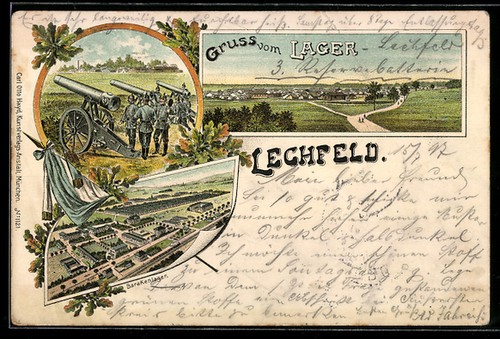 Litografia lechfeld veduta - litografia, lechfeld,