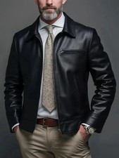 Giacca vera pelle nera vera