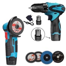 TRAPANO AVVITATORE, MINI SMERIGLIATRICE ANGOLARE CON 4 DISCHI, 2 BATTERIE 18V