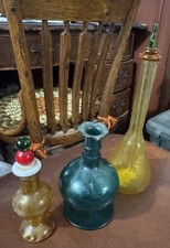 Lotto 3 Bottiglie Profumo Vetro Vintage Con Tappi Art Decò Beauty Chemical Collezione