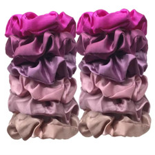 Scrunchies Fasce per Capelli Grandi in Raso, 12 Pezzi, Palette Rosa.