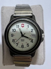 Orologio Esercito Svizzero Uomo Quarzo Quadrante Bianco Data Espansione Acciaio Inox