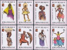 Ruanda 1975 Costumi Vestiti Tessili Folklore Costumi Danza Tradizionale 8v MNH