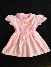 Vestito Abito Bambina 18 mesi Rosa Ricami Mezza Manica Estate Primavera