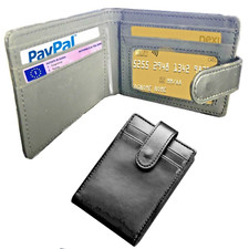 Portafoglio in pelle da uomo porta carte di credito verticale slim piccolo nero