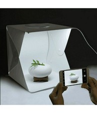 Studio Set Fotografico Portatile Grande 30cm Light Box Con Luci Led 2 Sfondi