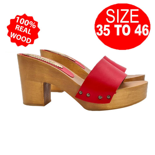 Zoccoli rossi pelle con - zoccoli,