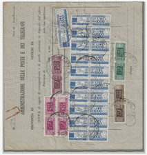 1954 Repubblica - Modello 41 con undici 1000 l. Cavallino Pacchi postali ruota