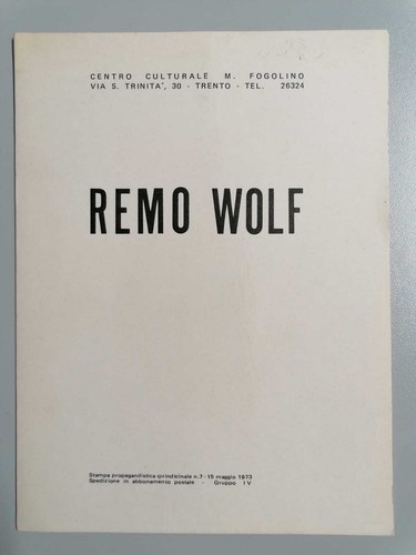 Invito alla mostra remo wolf - alla,