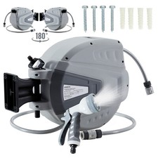 AREBOS Avvolgitubo Acqua Automatico da Parete Giardino Tubo Fissaggio grigio 20m