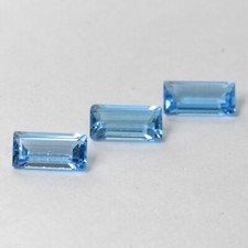 Topazio blu svizzero naturale scintillante 2,88 ct 8x4x3 mm baguette 3 pezzi di pietre preziose