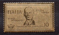 Posta Aerea Coroncina Lire 10 riproduzione su lamina d'oro