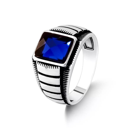 Anello simulato zaffiro blu