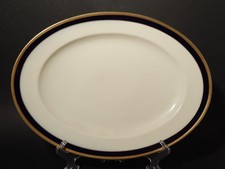 VINTAGE VASSOIO OVALE PREZIOSA PORCELLANA THOMAS ROSENTHAL BLU COBALTO E ORO ##