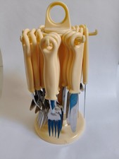 SET POSATE ACCIAIO INOX CON GIOSTRA GIREVOLE 24 pz COLTELLI FORCHETTE CUCCHIAI