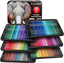 KALOUR Set di 180 matite colorate a base di cera per adulti, e scatola in latta