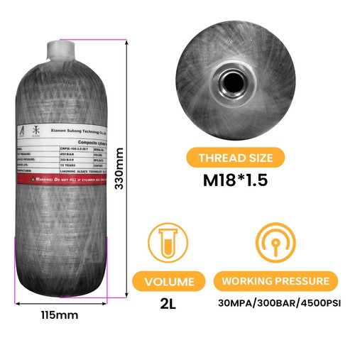 Bombola aria pcp fibra di - bombola,