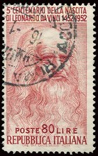 Leonardo da Vinci Lire 80 carta bianca, dent. 13,1/4 x 13