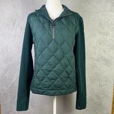 Moncler Grenoble piumino d'oca pullover donna grande verde maglia a luppetto con zip