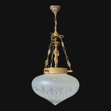 Lampadario a sospensione da soffitto antico vintage vetro 2 lampade 
