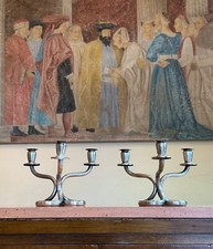 Coppia candelabri candelieri decò argento 800 antico vintage '40 Made in Italy