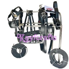 Set completo imbracatura guida pelle pieno fiore oliata nera per Horsecart singolo