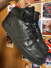 Scarpe da ginnastica Nike Air Force 1 Mid All Black taglia 9 UK senza scatola