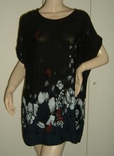 MAGLIA T-SHIRT BLUSA DONNA BLU FANTASIA FLOREALE LEGGI LE MISURE TAGLIE FORTI