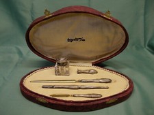 SET DA SCRIVANIA SCRITTURA IN ARGENTO 800/1000 E CRISTALLO CON COFANETTO