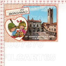 E7370 BERGAMO CITTA 1986 ADUNATA ALPINI VIGNETTA HUMOR FIASCO VINO ED.CIP GARAMI