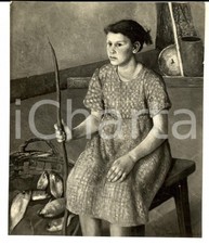 1936 LIVORNO Mostra d'arte - Ghigo TOMMASI Bimba con pesce *Foto coeva quadro