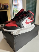 Air Jordan 1 Mid Sneakers per Uomo - Black/Fire red-White, EU 42