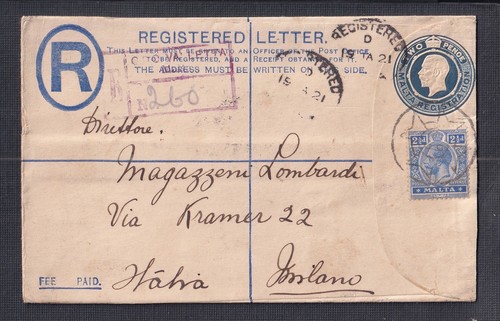 Malta 1921 busta ps 2d - ps,