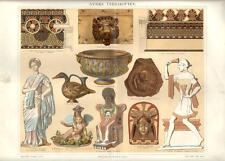 Stampa antica OGGETTI IN TERRACOTTA Vasi Statue ecc. 1890 Old antique print