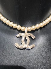 auth chanel necklace/choker coco mark  logo baguette