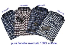 Camicia Flanella Uomo Cotone 100 Manica Lunga Felpata Lavoro a quadri Invernale