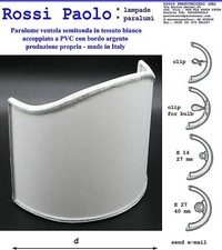 Paralume ventola vela semitonda a mezza luna bianca rif argento made in Italy