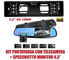 KIT PORTATARGA CON TELECAMERA LED 170° + SPECCHIETTO RETROVISORE MONITOR 4.3" HD